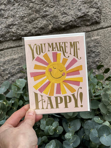 Dubbelvikt kort med kuvert YOU MAKE ME HAPPY